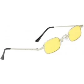 Square Vintage Small Square Punk Sunglass Metal Rectangle Sunglass - Silver Frame Yellow Lens - C318ADMZE72 $18.97