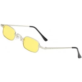 Square Vintage Small Square Punk Sunglass Metal Rectangle Sunglass - Silver Frame Yellow Lens - C318ADMZE72 $11.28