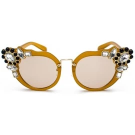 Rimless Ms. Oversized Frame Retro Cat Eye Sunglasses Fashion Design - Tea Box Tea - CM18EW0COUH $20.42