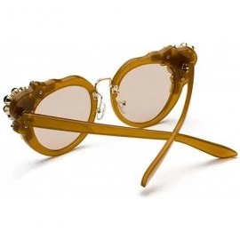 Rimless Ms. Oversized Frame Retro Cat Eye Sunglasses Fashion Design - Tea Box Tea - CM18EW0COUH $12.14