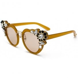 Rimless Ms. Oversized Frame Retro Cat Eye Sunglasses Fashion Design - Tea Box Tea - CM18EW0COUH $12.14