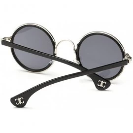 Round retro round sunglasses sunglasses for men and women Shi Ou Fashionable sunglasses (Black-rimmed black film) - CC11ZNO3I...