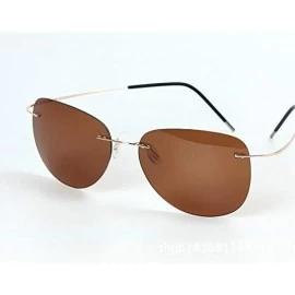Rectangular Polarized Sunglasses Polaroid Light Designer Rimless Polaroid Gafas Men Sun Glasses Eyewear - Zp2117-c2 - CN18Y5C...