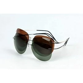 Rectangular Polarized Sunglasses Polaroid Light Designer Rimless Polaroid Gafas Men Sun Glasses Eyewear - Zp2117-c2 - CN18Y5C...