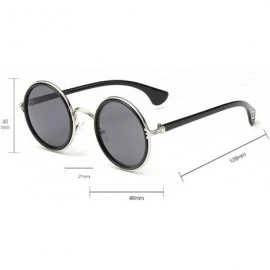 Round retro round sunglasses sunglasses for men and women Shi Ou Fashionable sunglasses (Black-rimmed black film) - CC11ZNO3I...