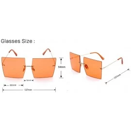 Square 2020 Fashion Oversized Square Sunglasses Women Sexy Red Brown Tinted Color Lens Big Rimless Sun Glasses UV400 - C9190H...