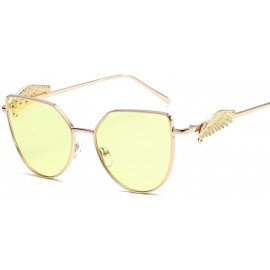 Goggle Sunglasses Of Wing Of A Gender Is Fashionable Sunglass Metal Glasses - Gold Frame Marine Yellow Film - CU18TMQH5AL $23.50