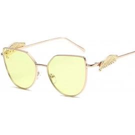 Goggle Sunglasses Of Wing Of A Gender Is Fashionable Sunglass Metal Glasses - Gold Frame Marine Yellow Film - CU18TMQH5AL $12.41