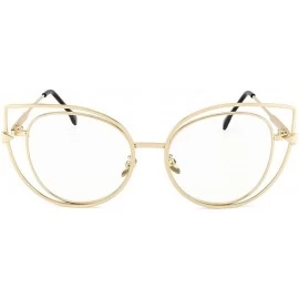Cat Eye Cat Eye Sunglasses for Women Double Alloy Frame UV400 Lens - C3 Gold Gray - CE1987ZLZK4 $11.73