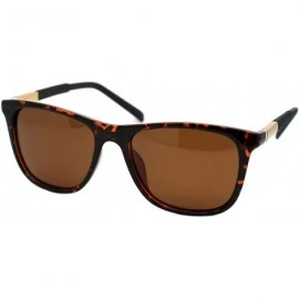 Square TAC Polarized Lens Mens Square Sunglasses Aluminum Temple Spring Hinge - Tortoise (Brown) - CX18AYKA2SO $23.78