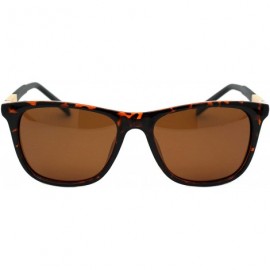 Square TAC Polarized Lens Mens Square Sunglasses Aluminum Temple Spring Hinge - Tortoise (Brown) - CX18AYKA2SO $13.64