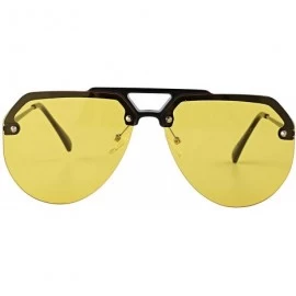 Oversized Women's Sunglasses - Oversized Half Frame Cat Eyes Transparent Lens Novelty Sunglasses for Women New - Yellow - CU1...