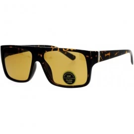 Rectangular Impact Resistance Glass Lens Sunglasses Flat Top Rectangular Mens Shades - Tortoise (Brown) - C71878AOOHK $19.02