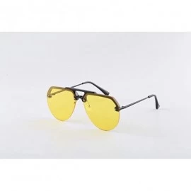 Oversized Women's Sunglasses - Oversized Half Frame Cat Eyes Transparent Lens Novelty Sunglasses for Women New - Yellow - CU1...