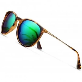 Wayfarer Sunglasses Polarized Protection Wearpro Mirrored - Amber Leopard Frame/Green Mirror Lens - CP18TW2TGYM $12.71