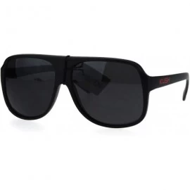 Aviator KUSH Sunglasses Mens Matte Black Square Racer Aviators UV 400 - Black Red - CI184QIH4TC $12.75