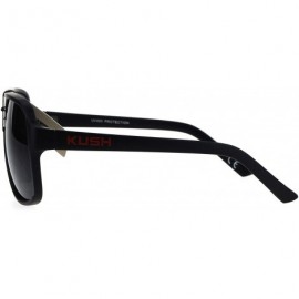 Aviator KUSH Sunglasses Mens Matte Black Square Racer Aviators UV 400 - Black Red - CI184QIH4TC $12.75