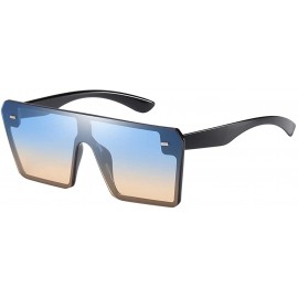 Semi-rimless Oversized Square Sunglasses for Women Men Fashion Flat Top Frame UV Protection - C - C61908N683Q $20.53