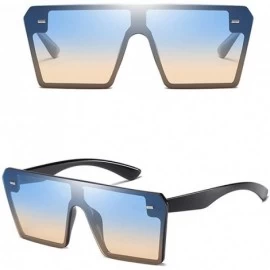 Semi-rimless Oversized Square Sunglasses for Women Men Fashion Flat Top Frame UV Protection - C - C61908N683Q $8.90
