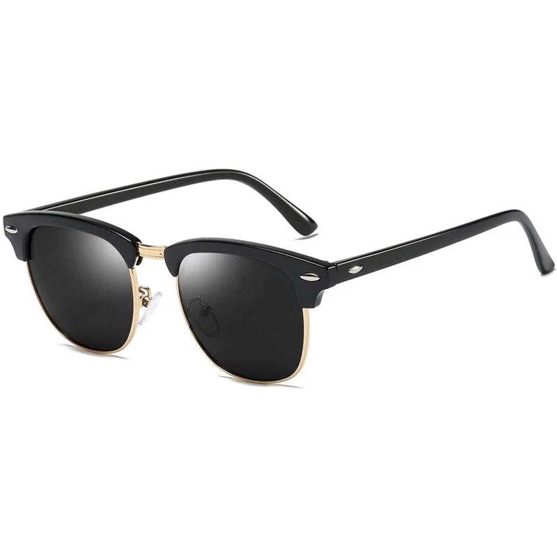 Aviator Polarized Sunglasses Semi Rimless Frame Classic Retro for Men Women - Brilliant Black Frame Grey Lens - CT18THLM5DS $...