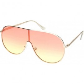 Shield Metal Rim Shield Racer Oversize Retro Fashion Sunglasses - Gold Orange Yellow Gradient - CY18NDK6Q3S $24.20