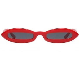 Oval Small Oval Sunglasses for Men Mini Sun Glasses Women Holiday Accessories UV400 - Red With Black - CZ18KIT99KC $11.37