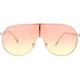 Shield Metal Rim Shield Racer Oversize Retro Fashion Sunglasses - Gold Orange Yellow Gradient - CY18NDK6Q3S $9.87