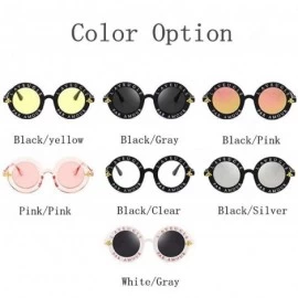 Aviator Retro Round Sunglasses Women Brand Designer English Letters Bee Black Gray - Black Clear - CO18YZXI7RW $7.39