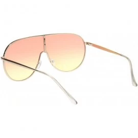 Shield Metal Rim Shield Racer Oversize Retro Fashion Sunglasses - Gold Orange Yellow Gradient - CY18NDK6Q3S $9.87