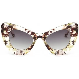 Cat Eye Womens Cat Eye Retro Eyewear Oversized Bold Rim Round Cateye Sunglasses - Yellow Glass Tea Grey - C018E3290X6 $33.84