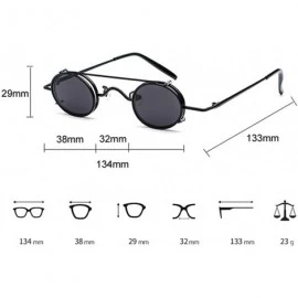 Round Tiny Sunglasses Men Clip On Round Retro Sun Glasses for Women Summer 2018 - Gold With Red - CZ18E7NN00X $9.95