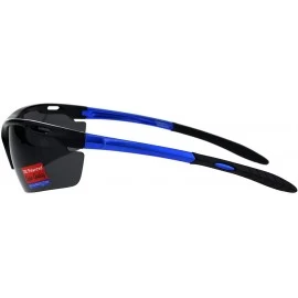 Sport TAC Polarized Lens Mens Sports Sunglasses Half Rim Wrap Around Light 1.0mm - Black Blue - CY18R40D7O3 $13.02