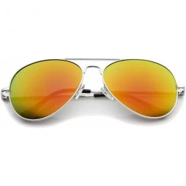 Aviator Classic Metal Frame Spring Hinges Color Mirror Lens Aviator Sunglasses 56mm - Silver / Orange Mirror - CV12K7KB6WP $1...