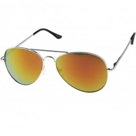 Aviator Classic Metal Frame Spring Hinges Color Mirror Lens Aviator Sunglasses 56mm - Silver / Orange Mirror - CV12K7KB6WP $1...