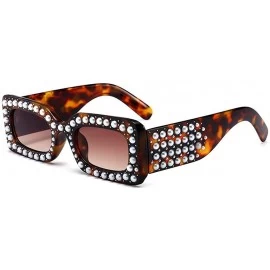 Square 2018 Hot Sale Oversized Diamond Womens Square Luxury Brand Designer Eyewear UV400 - Leopard - C1189MOM7XI $10.77