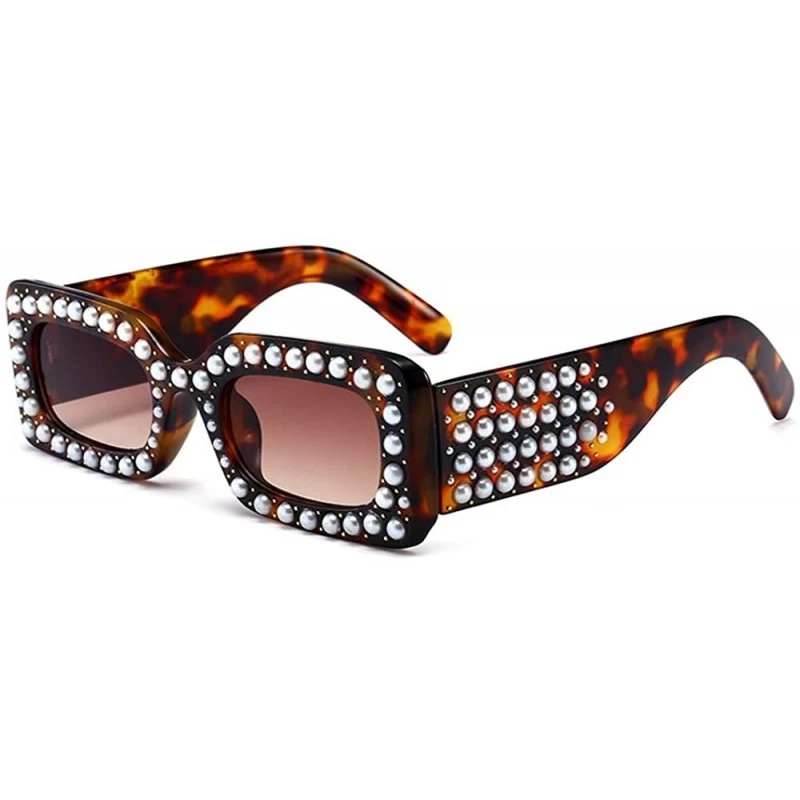 Square 2018 Hot Sale Oversized Diamond Womens Square Luxury Brand Designer Eyewear UV400 - Leopard - C1189MOM7XI $10.77