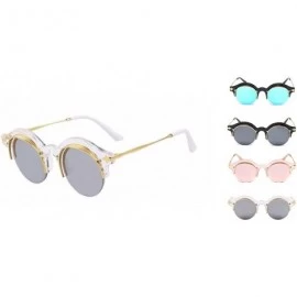 Round Steampunk Fashion Sunglasses NYC Retro Blue Pink Silver Gold - Retro Mirrored Silver & Gold - CI12N367HJB $10.80