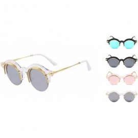 Round Steampunk Fashion Sunglasses NYC Retro Blue Pink Silver Gold - Retro Mirrored Silver & Gold - CI12N367HJB $18.49