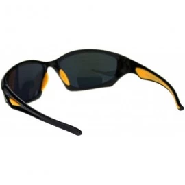 Rectangular Mens Classic 90s Aerodynamic Plastic Sport Warp Around Sunglasses - Black Yellow Fuchsia Mirror - CJ18RNM28YA $9.04