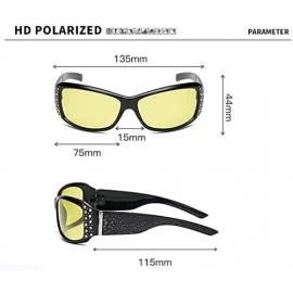 Rectangular Photochromic+ HD Polarized + Night Vision Rhinestone Rectangular Safety Sunglasses Glasses For Women - White - C0...