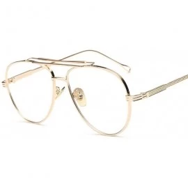 Aviator Metal Eyeglasses Frames Men Flat Top Style Eye Glasses Frames for Women Unisex - Gold With Clear - CR18GUIO0TG $9.72