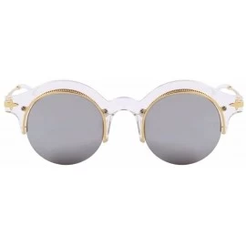 Round Steampunk Fashion Sunglasses NYC Retro Blue Pink Silver Gold - Retro Mirrored Silver & Gold - CI12N367HJB $10.80