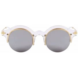 Round Steampunk Fashion Sunglasses NYC Retro Blue Pink Silver Gold - Retro Mirrored Silver & Gold - CI12N367HJB $18.49