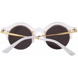 Round Steampunk Fashion Sunglasses NYC Retro Blue Pink Silver Gold - Retro Mirrored Silver & Gold - CI12N367HJB $18.49