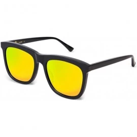 Square Polarized Sunglasses for Men UV Protection Mirrored Driving Black Square - Gold - CF18NN5QOE9 $68.26