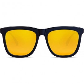 Square Polarized Sunglasses for Men UV Protection Mirrored Driving Black Square - Gold - CF18NN5QOE9 $44.01