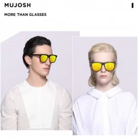 Square Polarized Sunglasses for Men UV Protection Mirrored Driving Black Square - Gold - CF18NN5QOE9 $44.01