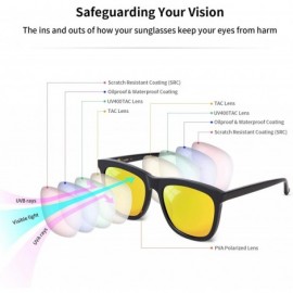 Square Polarized Sunglasses for Men UV Protection Mirrored Driving Black Square - Gold - CF18NN5QOE9 $44.01