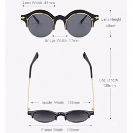 Round Steampunk Fashion Sunglasses NYC Retro Blue Pink Silver Gold - Retro Mirrored Silver & Gold - CI12N367HJB $18.49