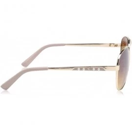 Rectangular Women's R3283 Metal Aviator Sunglasses with Pearl Accented Temple - Enamel Tips & 100% UV Protection - 60 mm - C2...